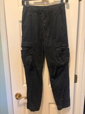 Boys Black Cargo Jogger Pants - Casual Utility Style